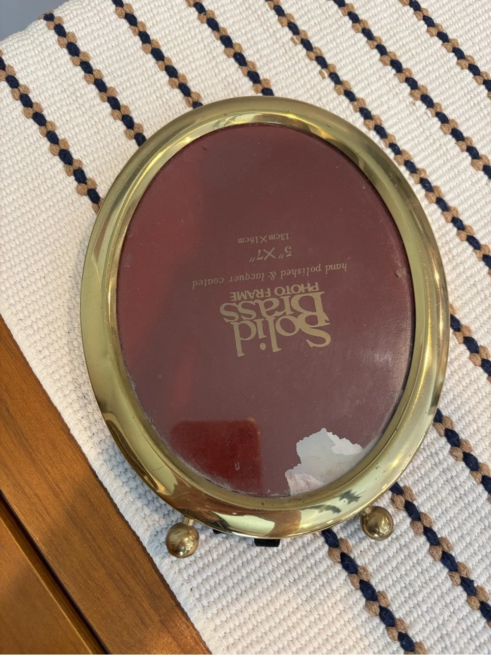 Vintage Solid Brass Oval Picture Frame Easel